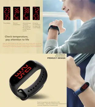 

V8 Body Temperature Smart Bracelet Precise Display Smart Band Clock Time Hours Smart Wristband For Men Women Kids Children