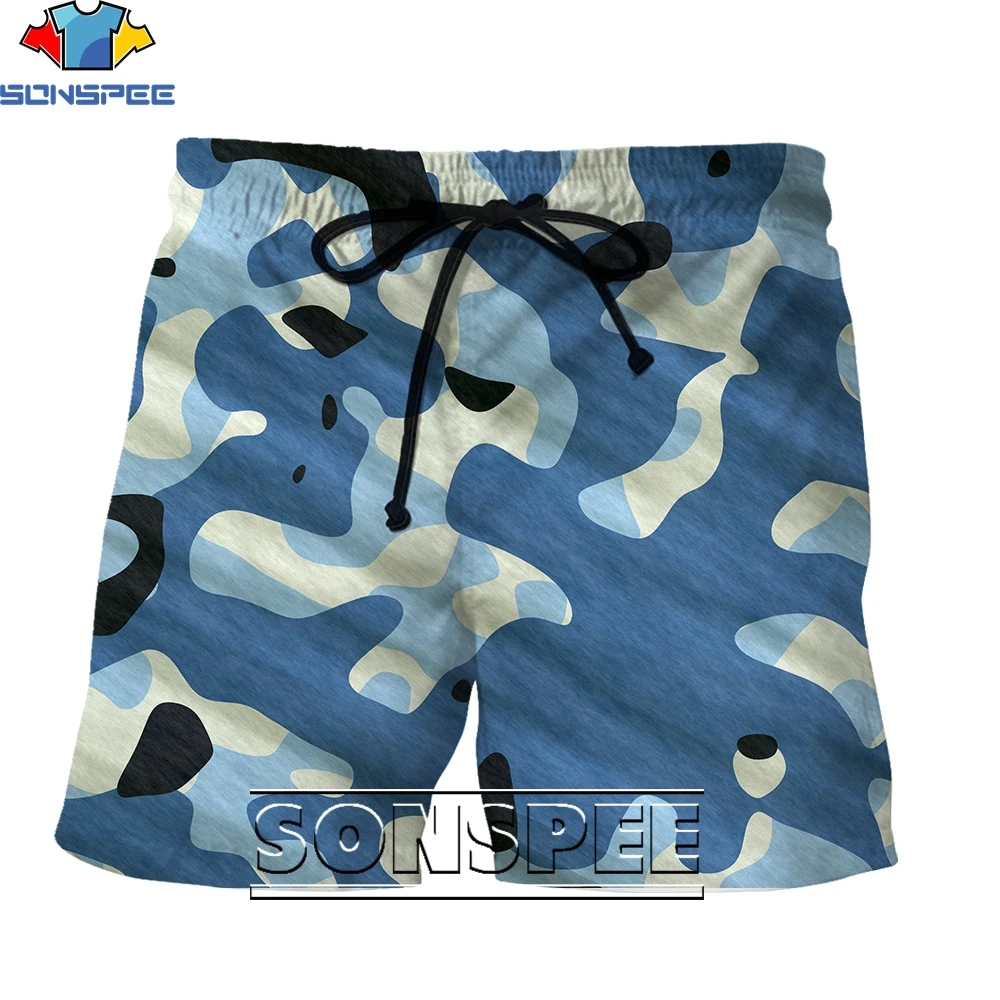 SONSPEE 3D Printing Army Training Camouflage Shorts Summer Men Women Personality Fashion Street Trend Sports Beach Short Pants
