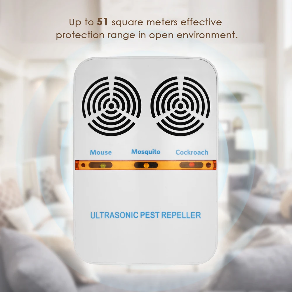 Double-Horn Electromagnetic Ultrasonic Mouse Insect Control Repeller US Plug-in Electric Pest Bug Mosquito Cockroach Repeller