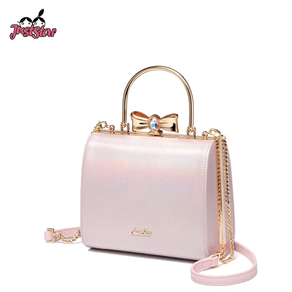 JUST STAR женские Сумки из искусственной кожи Дамская мода цепи лук плечо Tote кошелек