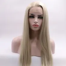 Bombshell Платиновые белые прямые 13*3 дюймов Синтетические волосы на кружеве парик термостойкие волокна волосы натуральные волосы для женщин девочек