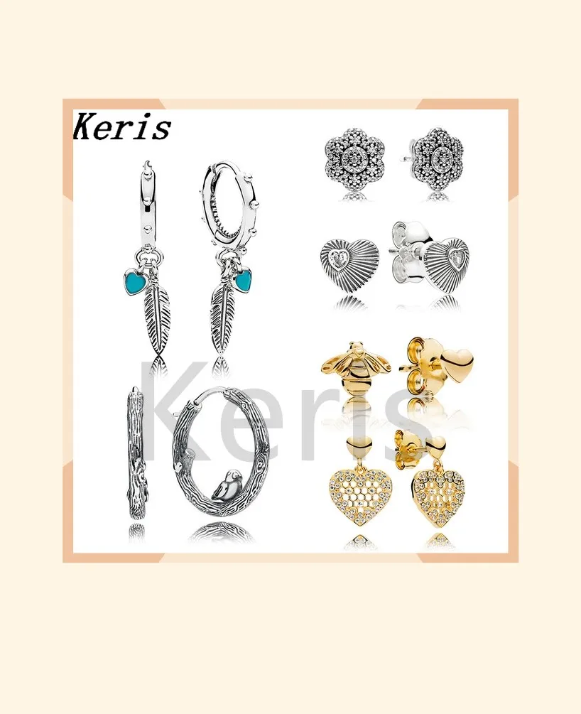 

High Quality Reprint 1:1 100% 925 Silver Plated Charm Stud Set Free Gift Package