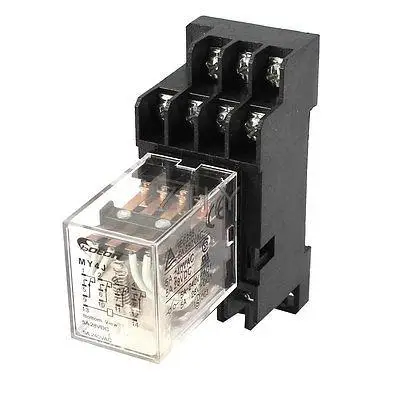 

MY4J-AC6V Coil 5A Electromagnetic Relay 14Pin 4PDT 4 NO 4 NC w Base Socket