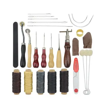 

18/34/48/50 PCS Leather Craft Tools Kit Sewing Stitching Punch Carving Work Saddle Leathercraft Accessories for Leather Working