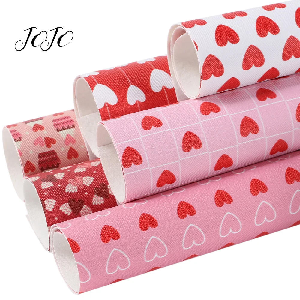 

IBOWS 22*30cm 1pc Artificial Faux Synthetic Leather Valentine's Day Printed Fabric Sheet DIY Hair Bows Home Decoration Supplies