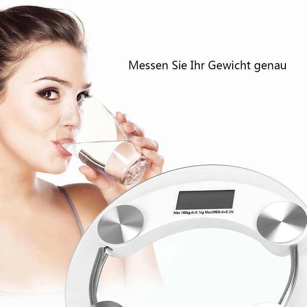 Точные напольные весы круглые стеклянные цифровые электронные весы для ванной комнаты 150 кг