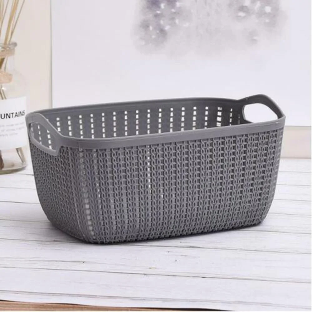 

1 X Plastic Rattan Wicker Effect Small Storage Filing Basket Desk Tray Organizer