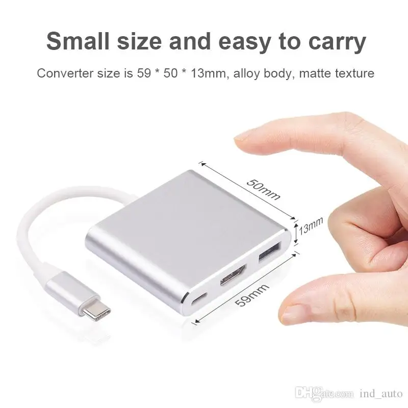 3 в 1 Тип C смарт адаптер HDMI/4K + быстрой зарядки PD USB 0 док станция разветвитель для