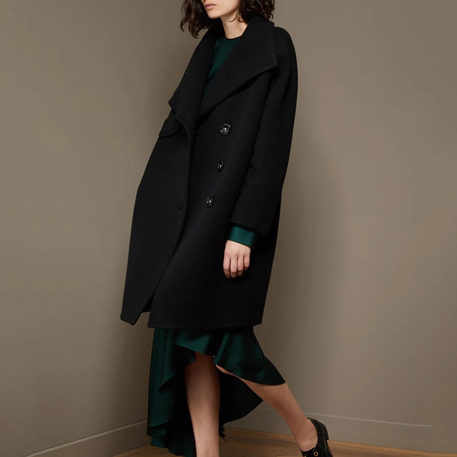 

2019 Autumn Winter 97% Woollen Solid Elegant Women Coats and Jackets Bat Sleeved Four Solid Color Long Style Keep Warm Coats