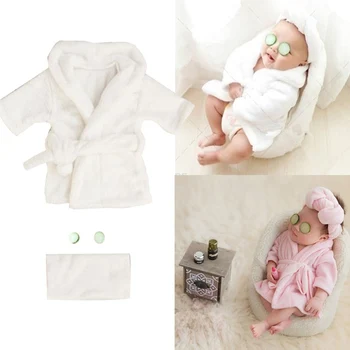

2pcs Newborn Baby Photography Props Scarf+Bathrobes Set Fotografia Plush Costume Shooting Photo Prop Shower Gift Accessories