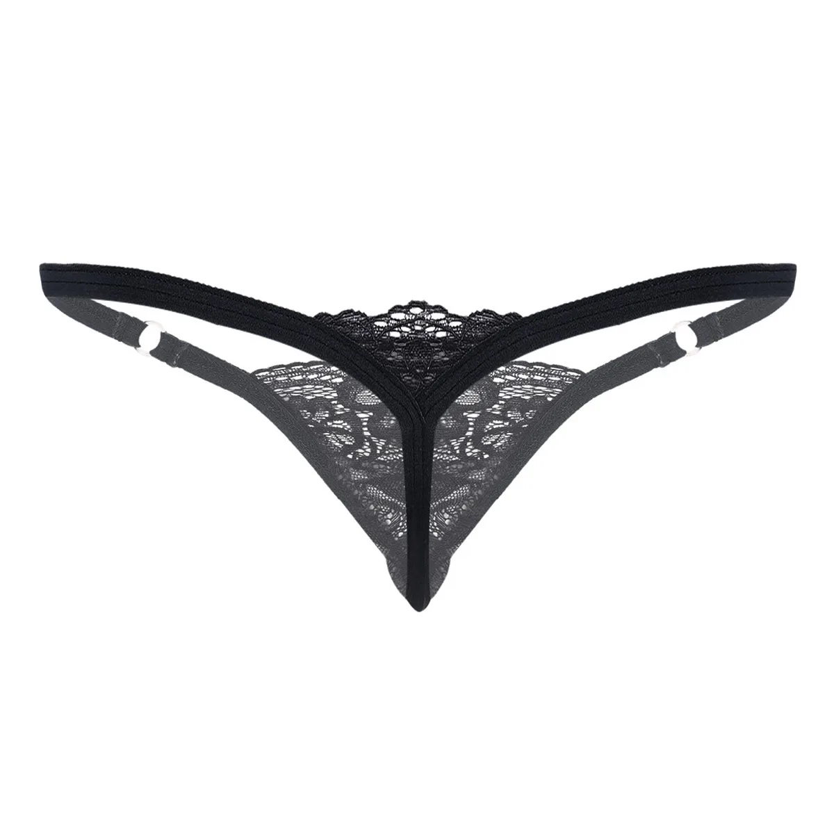 

Men Sexy Lace T-back Briefs Sissy Jockstrap Bulge Pouch G-String Lingerie Bikini Underwear See Through Thong Sleepwear Underpant