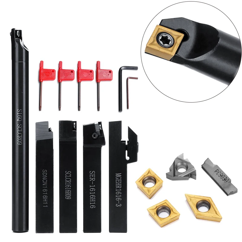 

5Pcs 16MM Shank Turning Holder Kit W/ Cutter Wrench For Lathe CNC Turning Tools