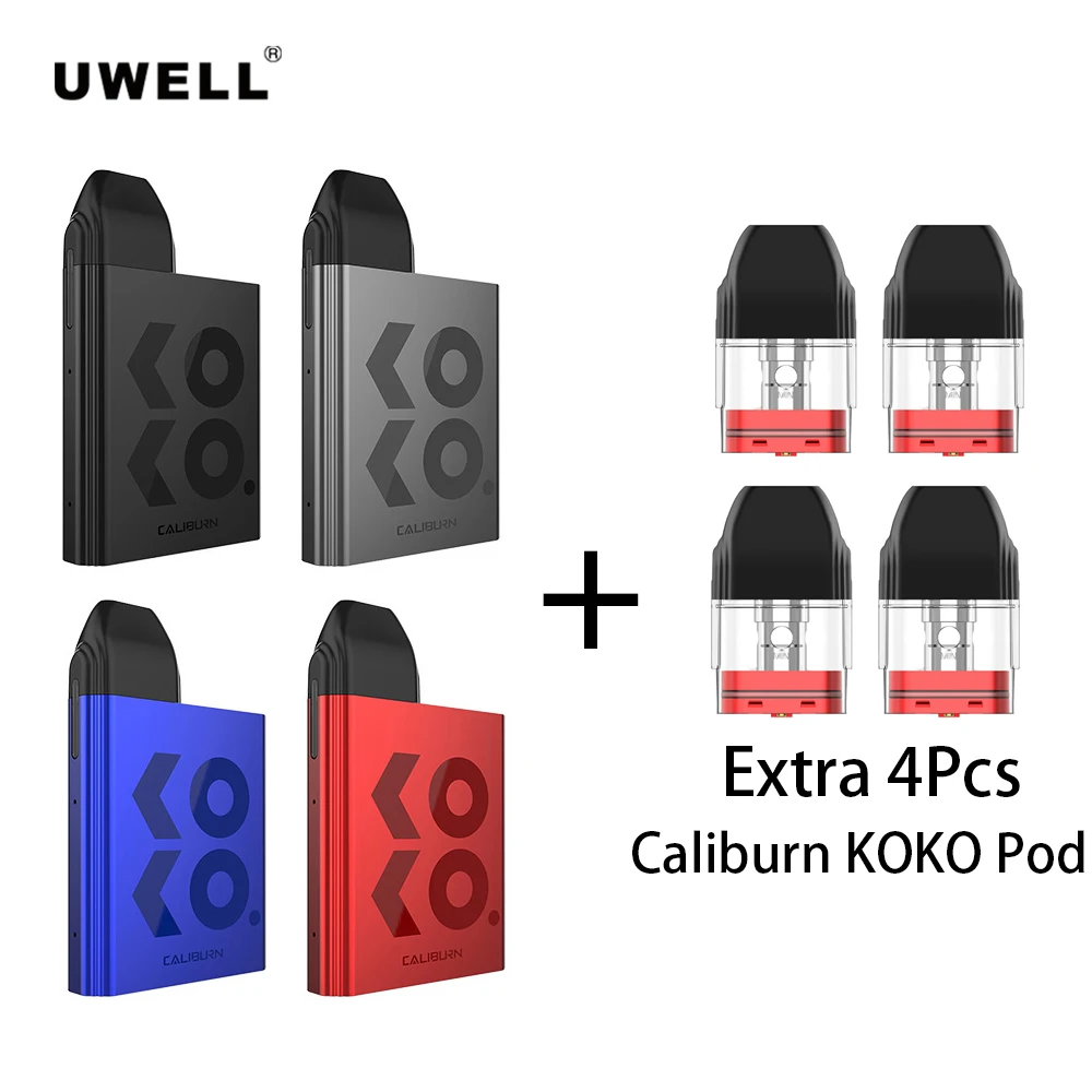 Original Uwell Caliburn KOKO Pod Kit de Vape con 2ml atomizador de cigarrillos 520mah Compatible con Mod con caliburn pod E Cig