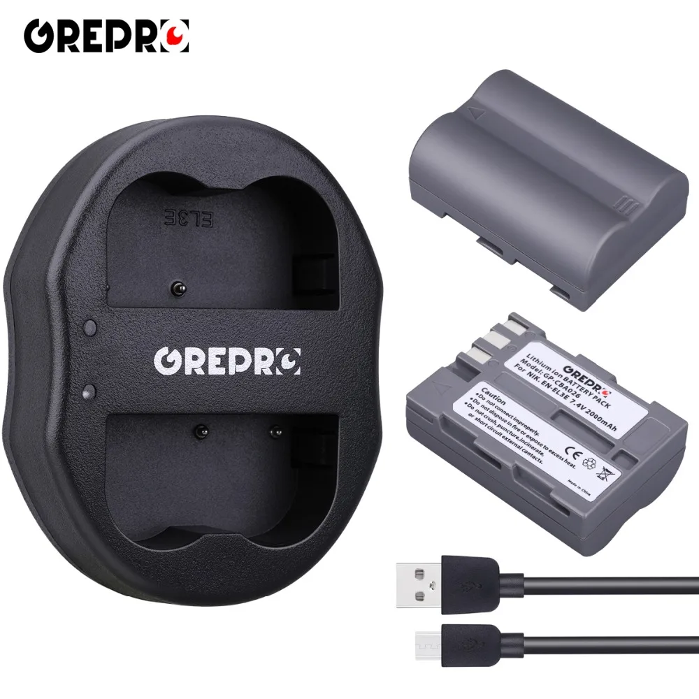 2 предмета EN-EL3E EN-EL3e ENEL3E RU EL3E батареи& Dual USB Зарядное устройство для Nikon D100 D200 D300 D300s D700 D50 D70 D70s D80 D90