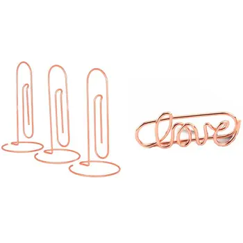 

20 Pcs Love Paper Clips Metal Card File Note Clips & 3 Packs Office Memo Holder Stand Table Place Cards Holders