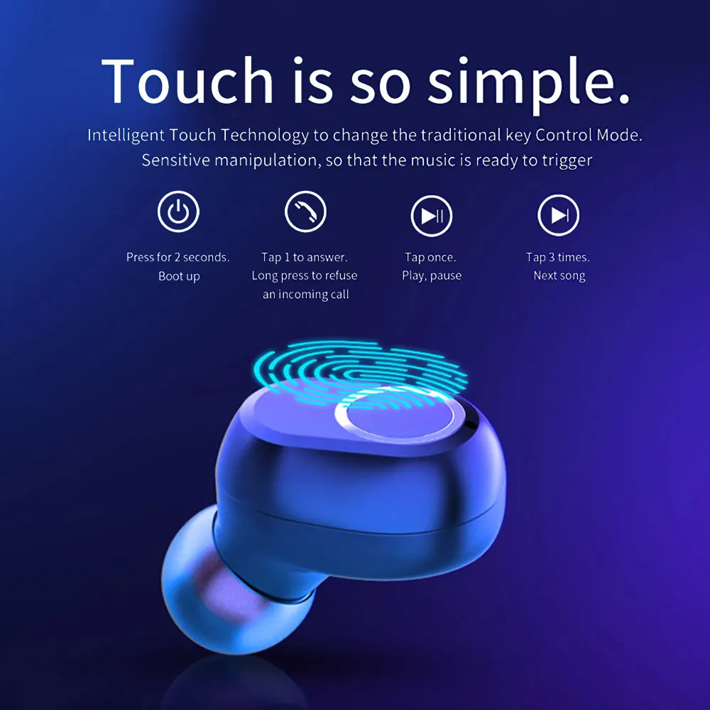 FLOVEME True Wireless Bluetooth Earphone For iPhone Mini HiFi Stereo Touch Contro Earbuds Sport Headset Noise Reduction Mirror