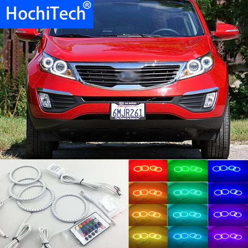 Для kia Sportage RGB светодиодный Фар halo глаза ангела комплект Тюнинг автомобилей