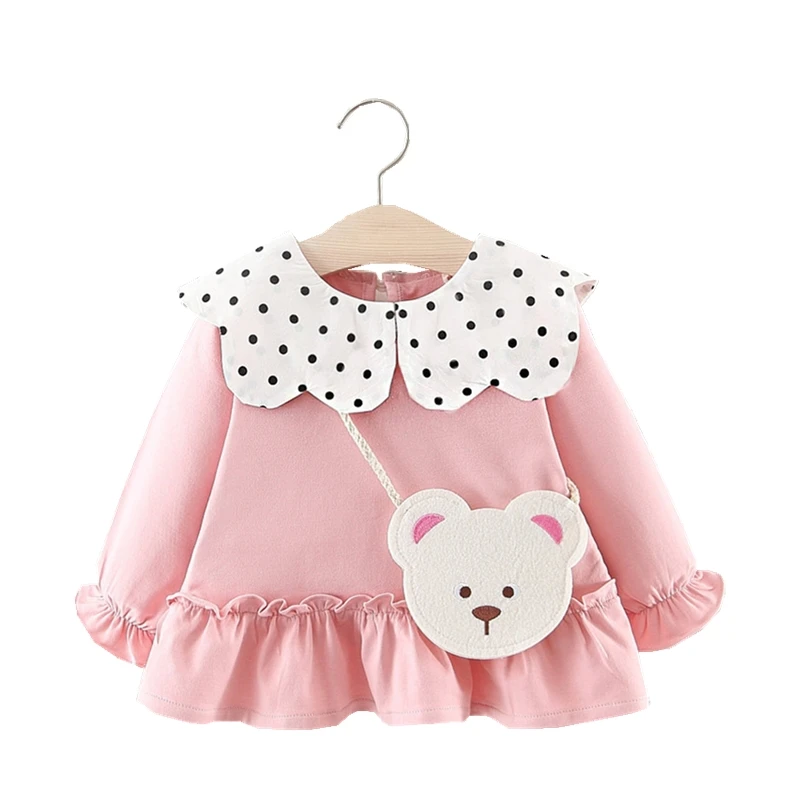 

Autumn Toddler Long Sleeve Baby Dress For Girl Dot Doll Collar Cotton Casual Dresses Brand Newborn Birthday Party Princess Dress