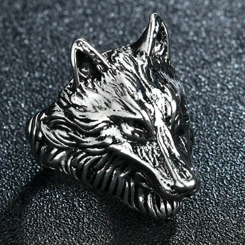 Vintage Silver Color Wild Wolf Biker Rock Rings Mens Fashion Animal Jewelry Finger Ring Gift for Him | Украшения и аксессуары