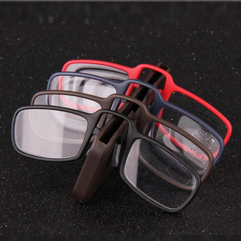 Потворствовать зажим для носа, очки для чтения, мини высокое качество TR90 Портативный Для мужчин Для женщин дальнозоркостью липкий бумажник цвет: черный, синий светло-коричневый 1,0 1,5