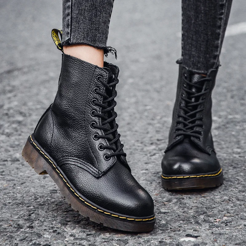 1460 el Dr. Martens botas Litchi patrón primera capa de cuero vacuno suave  par de botas de cuero auténtico estilo Real británico de línea - AliExpress  Calzado