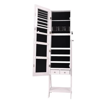 

Dresser Full Mirror Makeup Mirror Cabinet 2-Pull 4-Layer Storage Cabinet Painted Jewelry Mirror Cabinet White