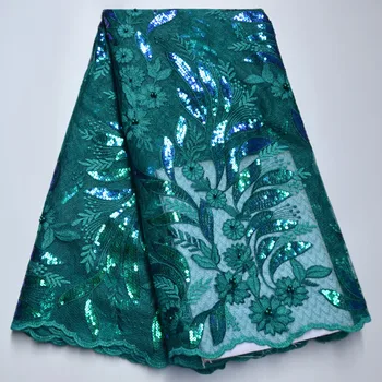 

African Lace Fabric beads Embroidered Nigerian sequins Laces Fabric Bridal High Quality French Tulle Lace Fabric For Women Dress