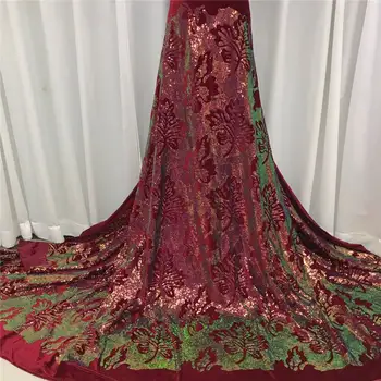 

Latest Style Red Tulle Fabric Sequined African Fabric High Quality French Fabric Beautiful Nigerian Fabric For Wedding A2004