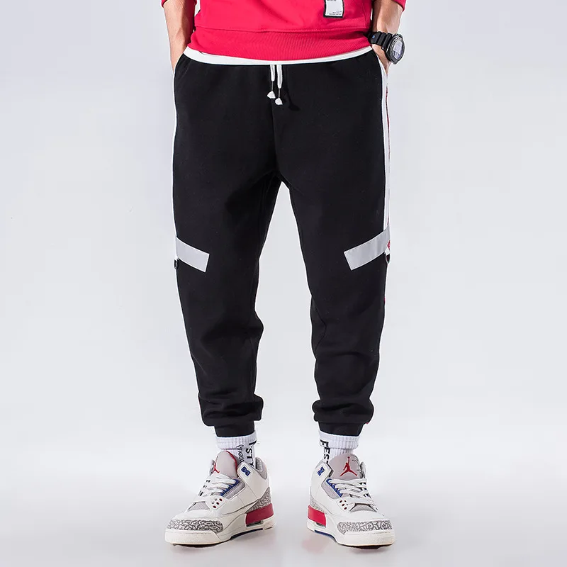 

Hong Kong Style Men's Stripes Pants Japanese-style Korean-style Trend Loose-Fit Athletic Pants Youth Skinny Ankle Banded Pants M