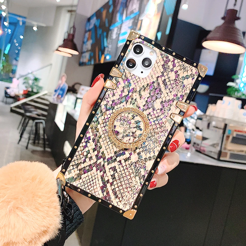 Snake Skin Case For Samsung Note10 Plus S10e S10 Plus S9 S8 Note9 Note8 A10 A20 A30 A50 A70 M20 M30 Square Gradient Color Case (4)
