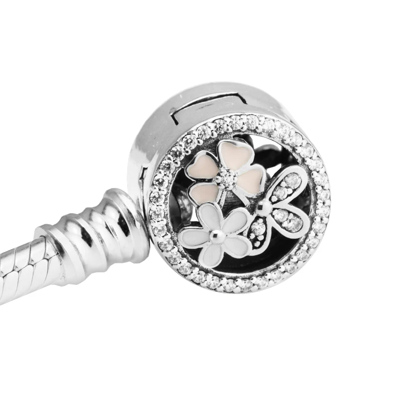 Billige Poetische Blüten Gemischt Emails   Clear CZ Armbänder Für Frau DIY Beads   Charms Authentische Silber Mode Schmuck Armbänder