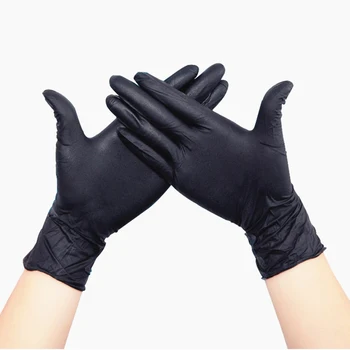 

100PCS Oil-proof Latex Glove Acid And Alkali-resistant Nitrile Black Linen Gloves Oil-resistant Disposable Nitrile Gloves