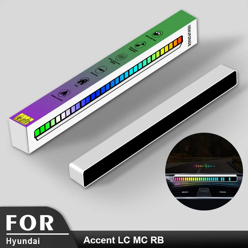 1pcs Car Voice Control Audio Rhythm LED Lights Auto Lamps for Hyundai Accent LC MC RB i40 i30 i20 i10 ix35 ix25 Tucson Getz | Автомобили и