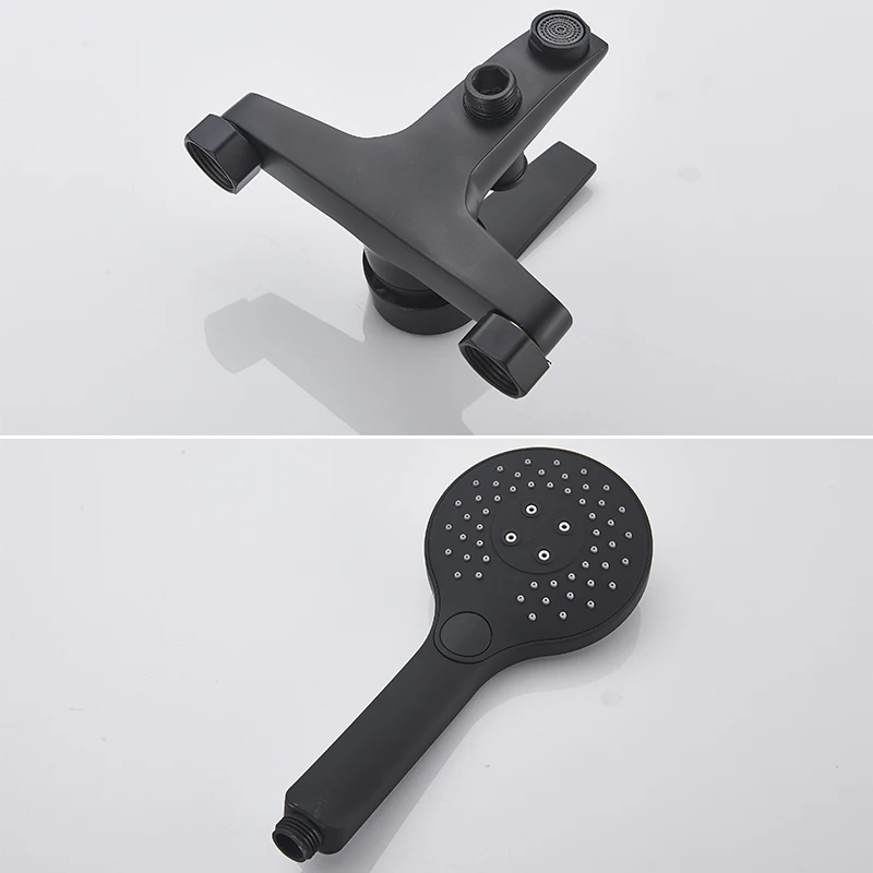 Matte Black Bathtub Faucet Wall Mount Chrome ABS Handshower Hot Cold Water Mixer Tap Bath Shower Faucet Tap Robinet Baignoire 4