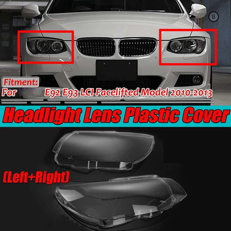 

Front Headlight Lens Covers, Head Light Lamp Cover for BMW 3 Series E92 Coupe / E93 Convertible 2 Door 2010-2013 Pair