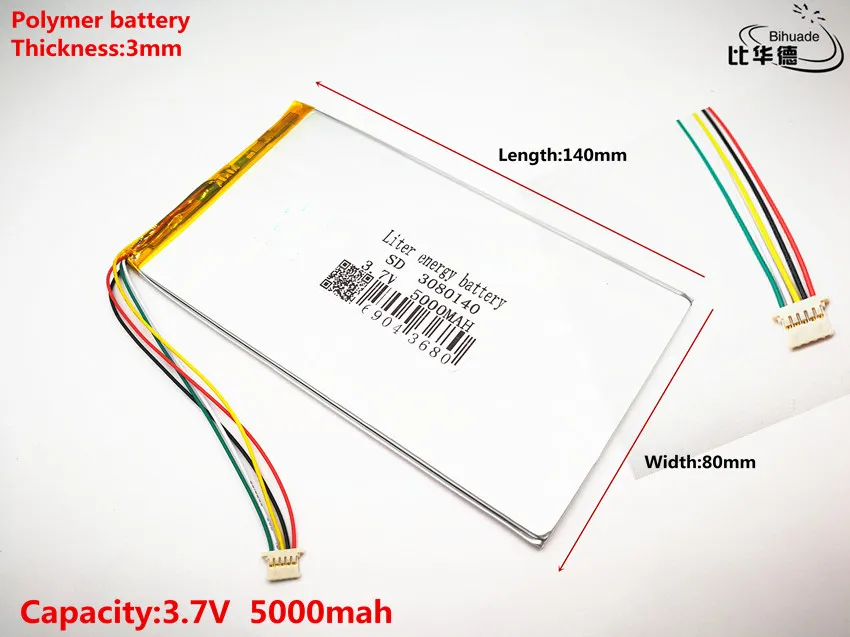 5P2. 0 Высококачественный аккумулятор для планшета 3,7 V 5000mAH 3080140 полимерный литий-ионный/литий-ионный аккумулятор для планшетных ПК