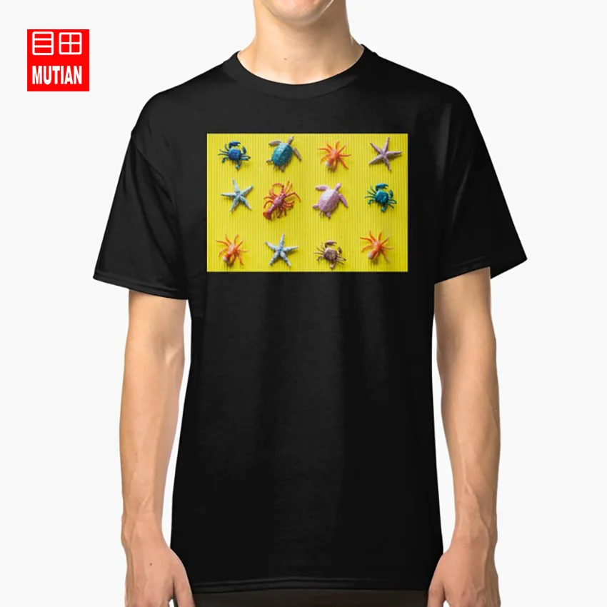 Ocean animals bright print T shirt ocean sea turtle octopus pacific hank the star starfish | Мужская одежда