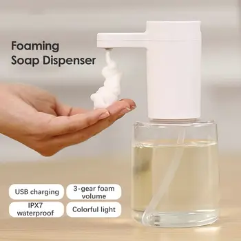 

450ML Rechargeable Automatic IR Sensor Foaming Soap Dispenser Colorful Lighting Child Hands Body Sterilization Washing Machine