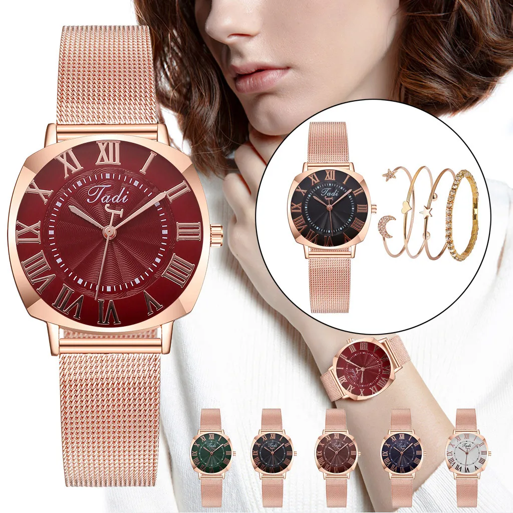 

Women's Shining Casual Quartz Stainless Steel Newv Strap Bracelet Watch Set Ladies Watch Bracelet Set Womens Luxury Brand&50