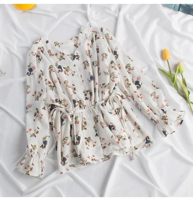 white Blusas femininas de verao, женские блузки, женские осенние, весенние, испанский стиль, шикарные, Ретро стиль, с длинным рукавом, с принтом, Рубашки, Топы - Цвет: white