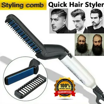 

Fashion Brand New Hot Men Quick Beard Straightener Useful Hair Comb Curling Curler Show Cap