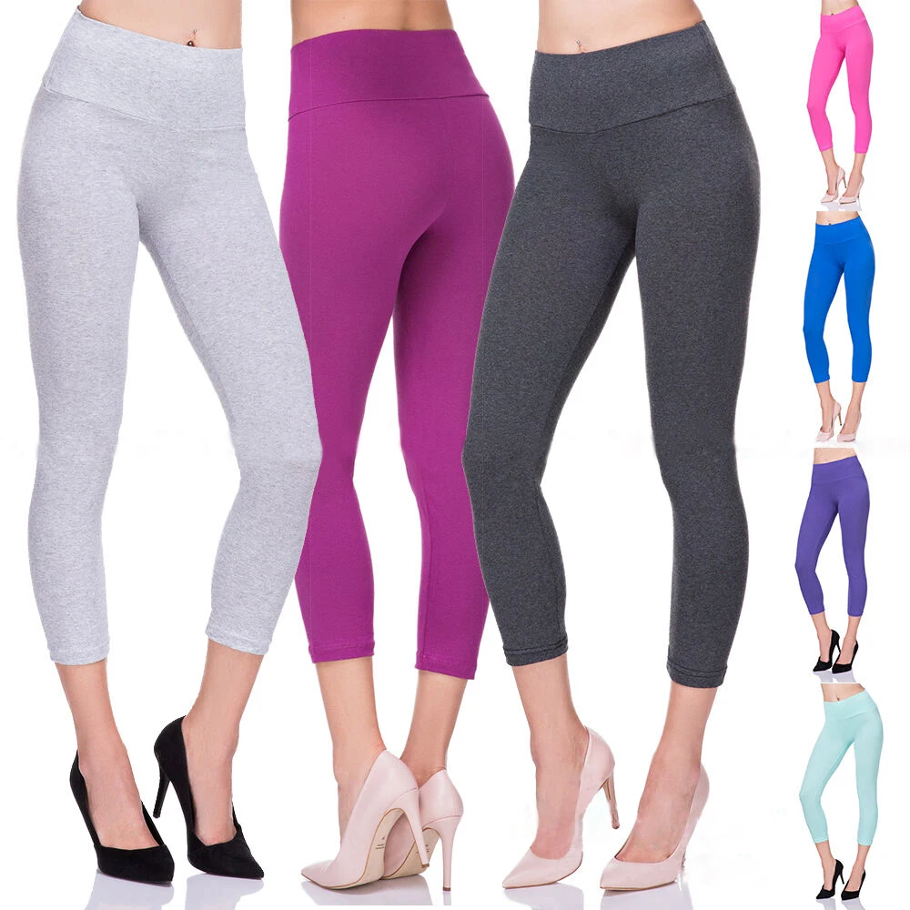 

Women Solid Strentch Leggings Cotton Blend Soft High Waist Leggigns Solid Color Skinny Bottoms