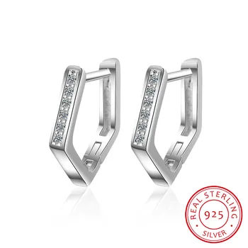 

Genuine 925 Silver Summer Simple Minimalist Geometric Angle Clip Earrings Ear Cuff Clip-On Earring Women Jewellery Gift