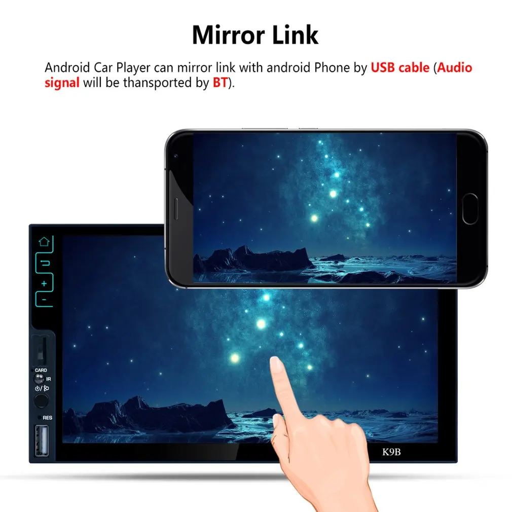7" Car MP5 Player 2 Din Touch Screen USB TF AUX-in FM RDS Radio Stereo Audio Player Support Rear View Camera
