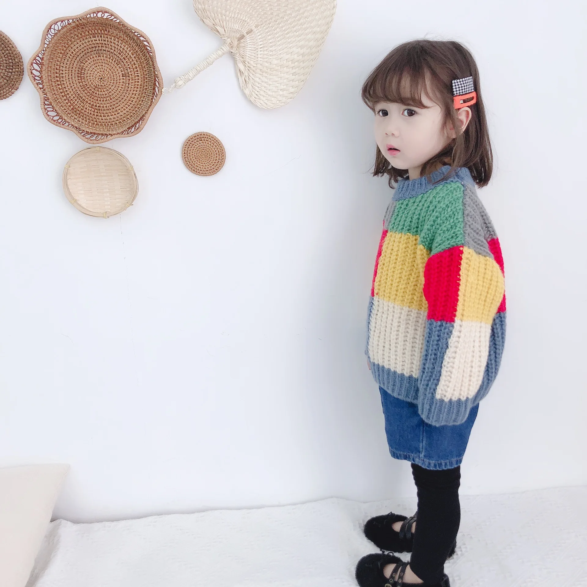 Зимние топы для девочек; свитер; толстый свитер; детский пуловер с длинными рукавами; свитер для маленьких девочек; одежда для маленьких девочек