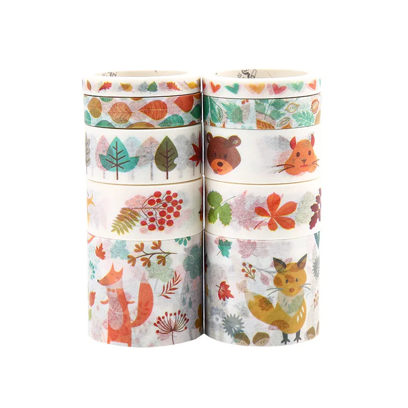 

10rolls/set Kawaii Washi Tape Set, DIY Diary Notebook Scrapbooking Stickers Fairytale Animal Space Halloween Decorative Tape