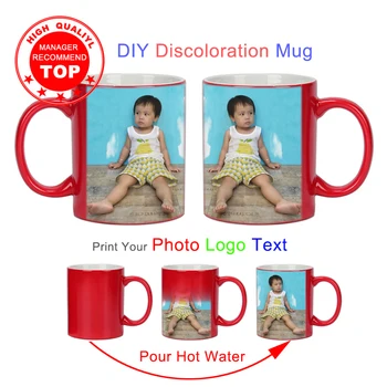 

Heat Sensitive Magic Red Mug Personalized Color Changing Coffee Milk Cup Custom Photo Ceramic Mugs Gift Print Pictures