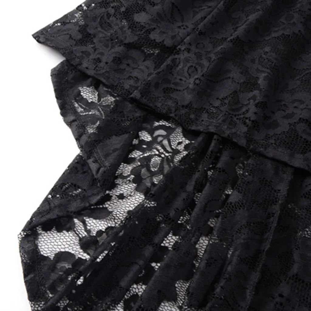 JAYCOSIN Vintage O neck Half Sleeve Autumn Solid dress women Elegant Lace Irregular Midi dress Holiday party dress ladies