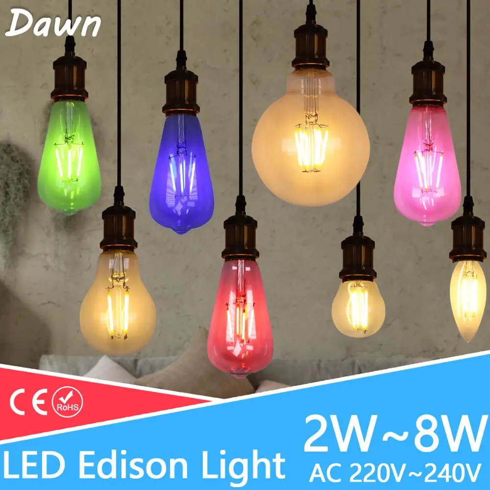 3D Decoration Holiday Lights Led bulb E27 6W 220V 3D Fireworks Edison led Lamp ST64 A60 G80 G95 Retro Filament Light Edison Bulb