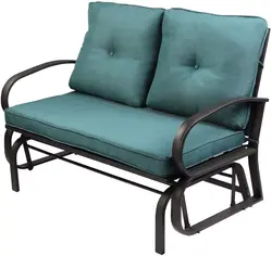 Sunmthink – banc à bascule en fer forgé avec coussin, meubles de porche, causeuse de Patio, extérieur, bleu 